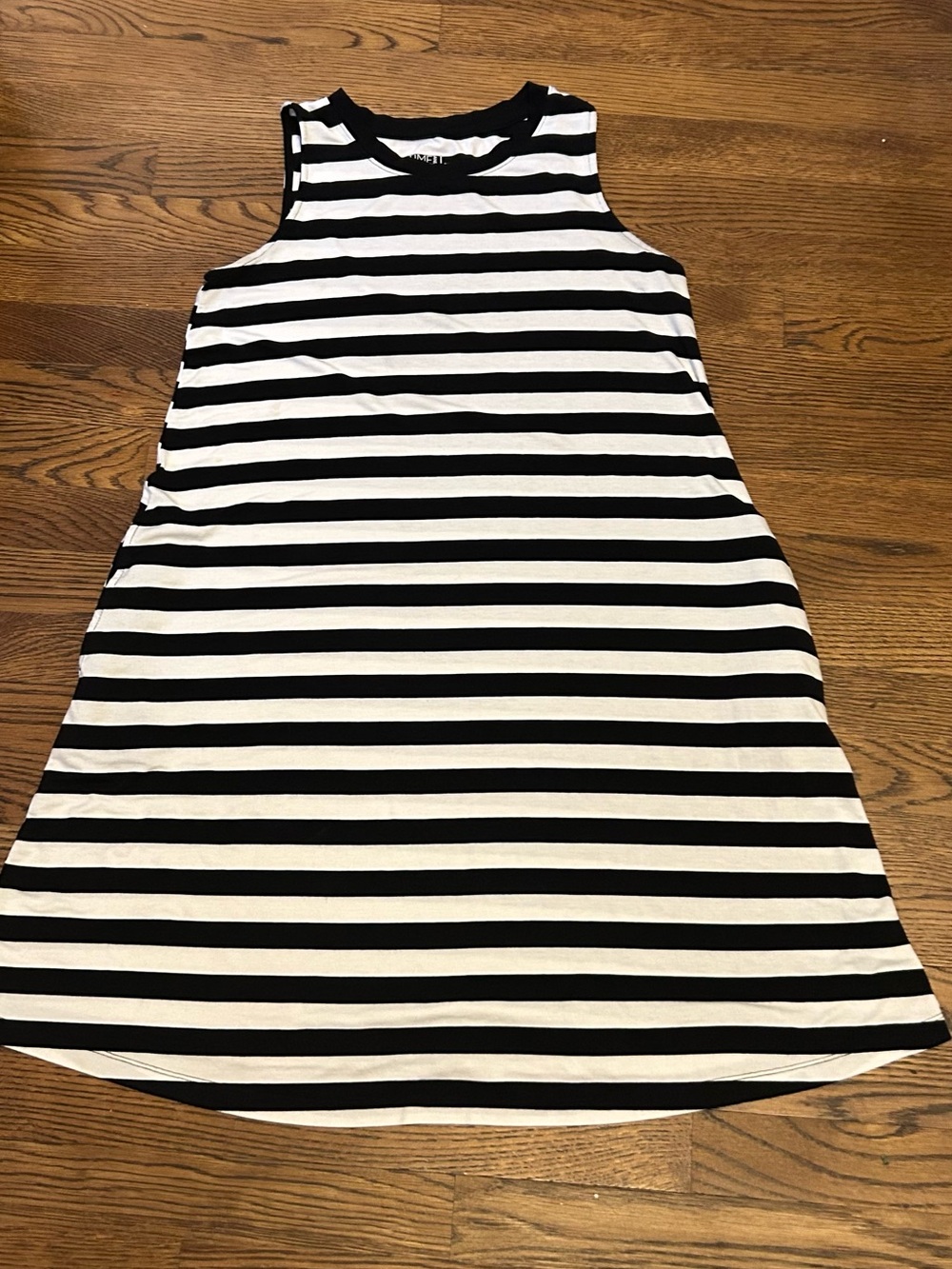 Striped Black & White Sleeveless Mini Dress - Picture 2 of 10